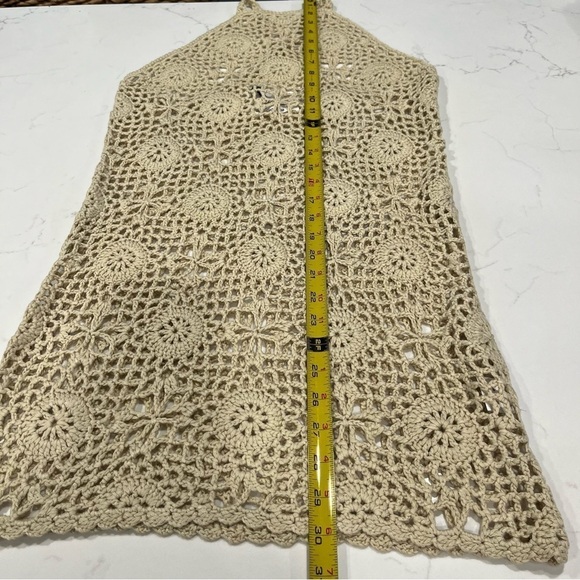 Olivaceous Ivory Floral Crochet Mini Dress Beach Cover Small - Picture 8 of 8